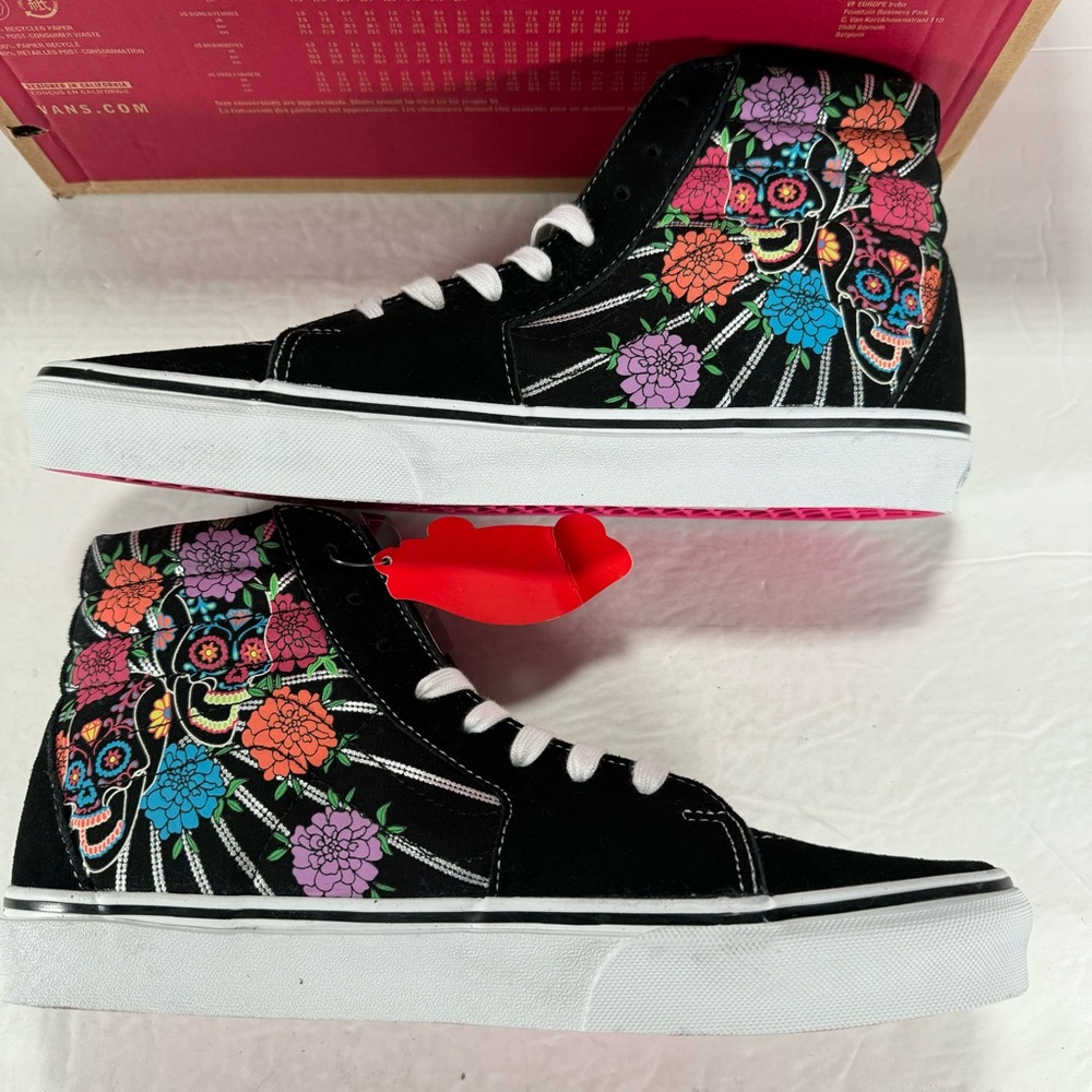 Vans Sk8-Hi Dia De Los Muertos Day Of The Dead Black Sneakers Men Size 10 - Picture 8 of 12